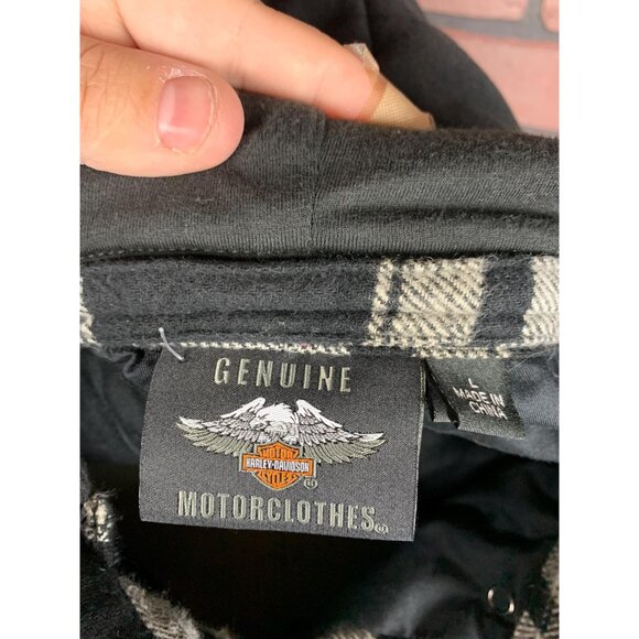 Harley Davidson Flannel Shirt, Reworked, Upcycled Biker Shirt Mens Size XL - Picture 3 of 4